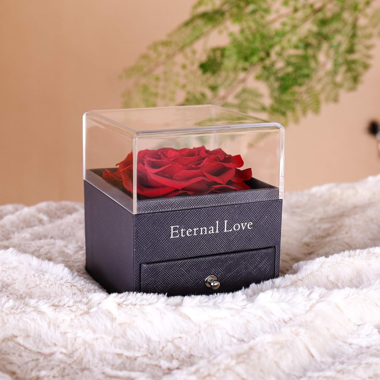 Real Preserved Red Rose – Eternal Rose Gift Box with Necklace | Handmade Fresh Rose Gift for Her on Birthday, Christmas, Mother’s Day, Valentine’s Day