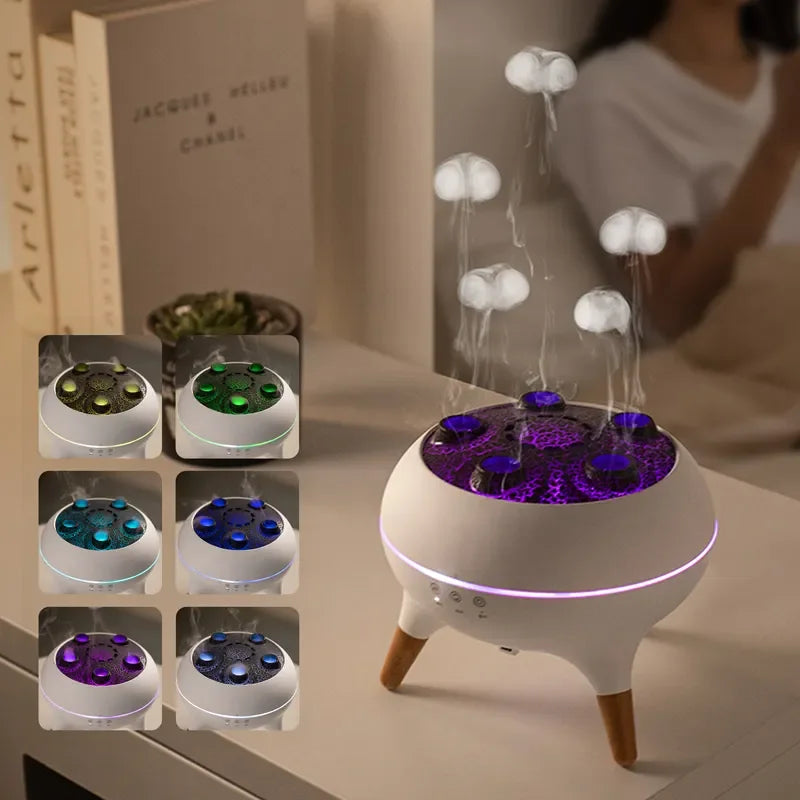 3-in-1 Dynamic Jellyfish Air Humidifier, Air Purifier & Aromatherapy Diffuser with Sound-Activated Mist Show,250ml Quiet Ultrasonic Diffusers Color-Changing LED Lights, R/C Diffuser for Bedroom