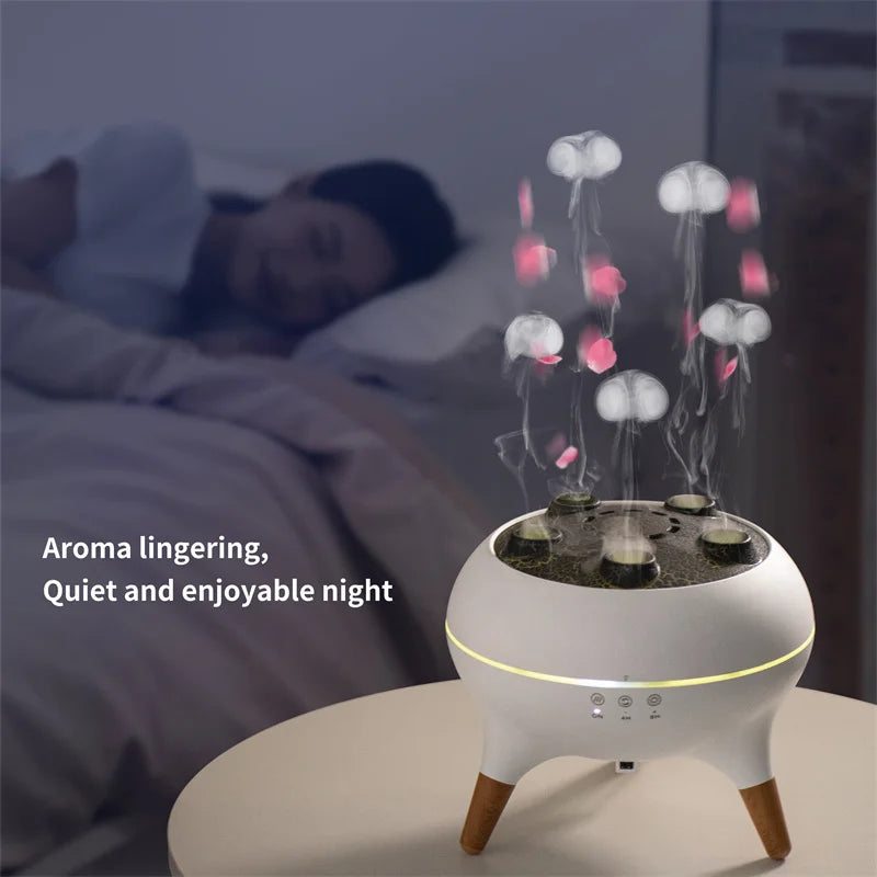 3-in-1 Dynamic Jellyfish Air Humidifier, Air Purifier & Aromatherapy Diffuser with Sound-Activated Mist Show,250ml Quiet Ultrasonic Diffusers Color-Changing LED Lights, R/C Diffuser for Bedroom