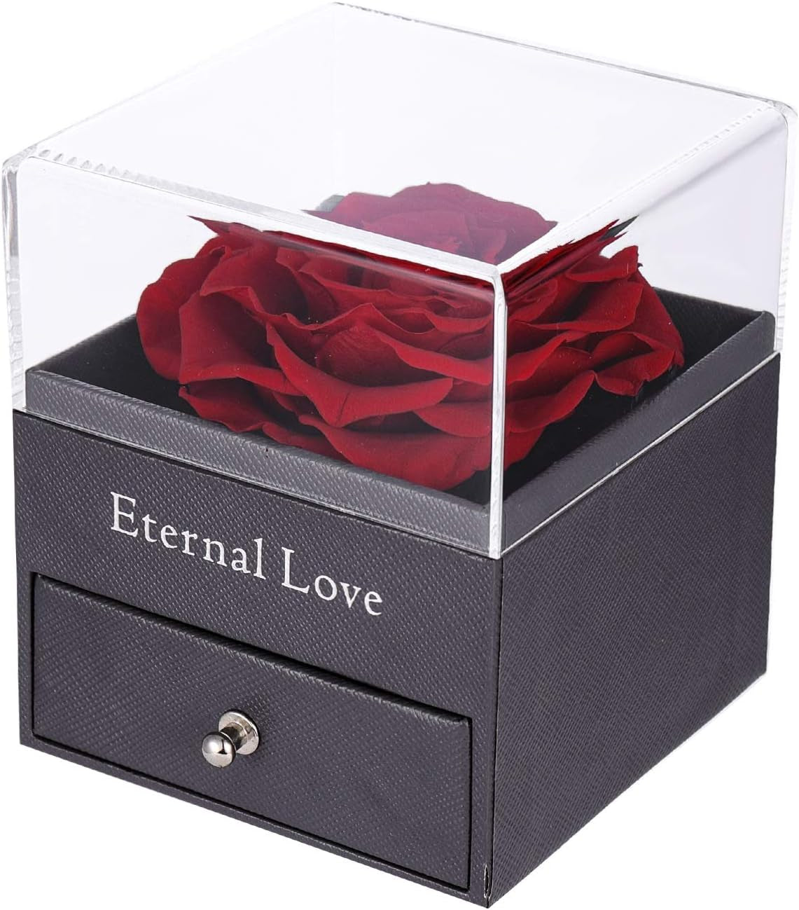 Real Preserved Red Rose – Eternal Rose Gift Box with Necklace | Handmade Fresh Rose Gift for Her on Birthday, Christmas, Mother’s Day, Valentine’s Day