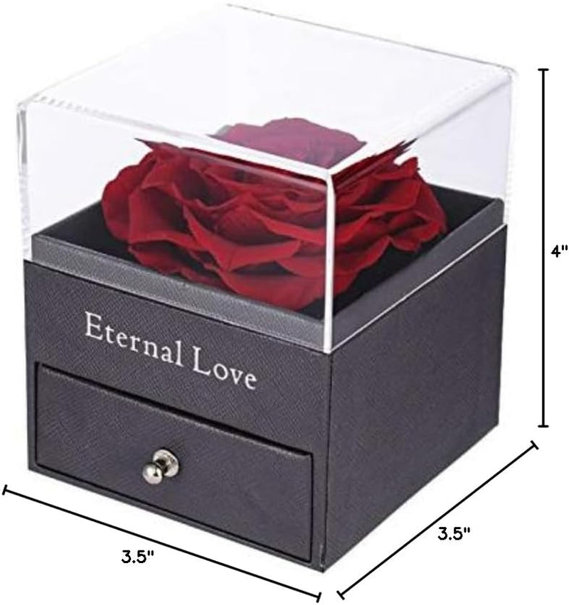 Real Preserved Red Rose – Eternal Rose Gift Box with Necklace | Handmade Fresh Rose Gift for Her on Birthday, Christmas, Mother’s Day, Valentine’s Day