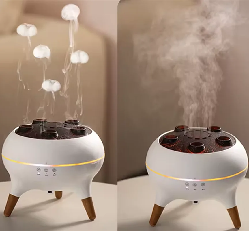 3-in-1 Dynamic Jellyfish Air Humidifier, Air Purifier & Aromatherapy Diffuser with Sound-Activated Mist Show,250ml Quiet Ultrasonic Diffusers Color-Changing LED Lights, R/C Diffuser for Bedroom 